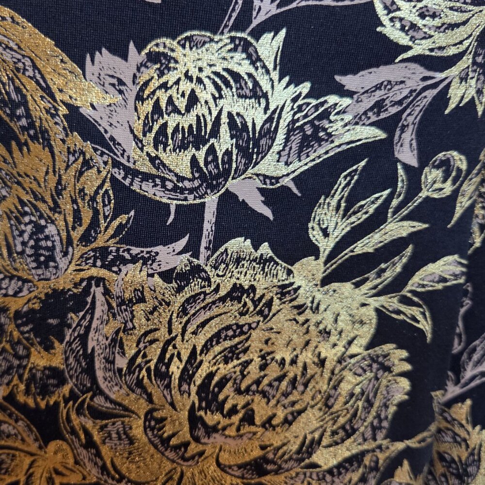 NWT Surroundings Moonstruck Black Metallic Gold Floral Pants size 2x (22w) - Picture 2 of 5